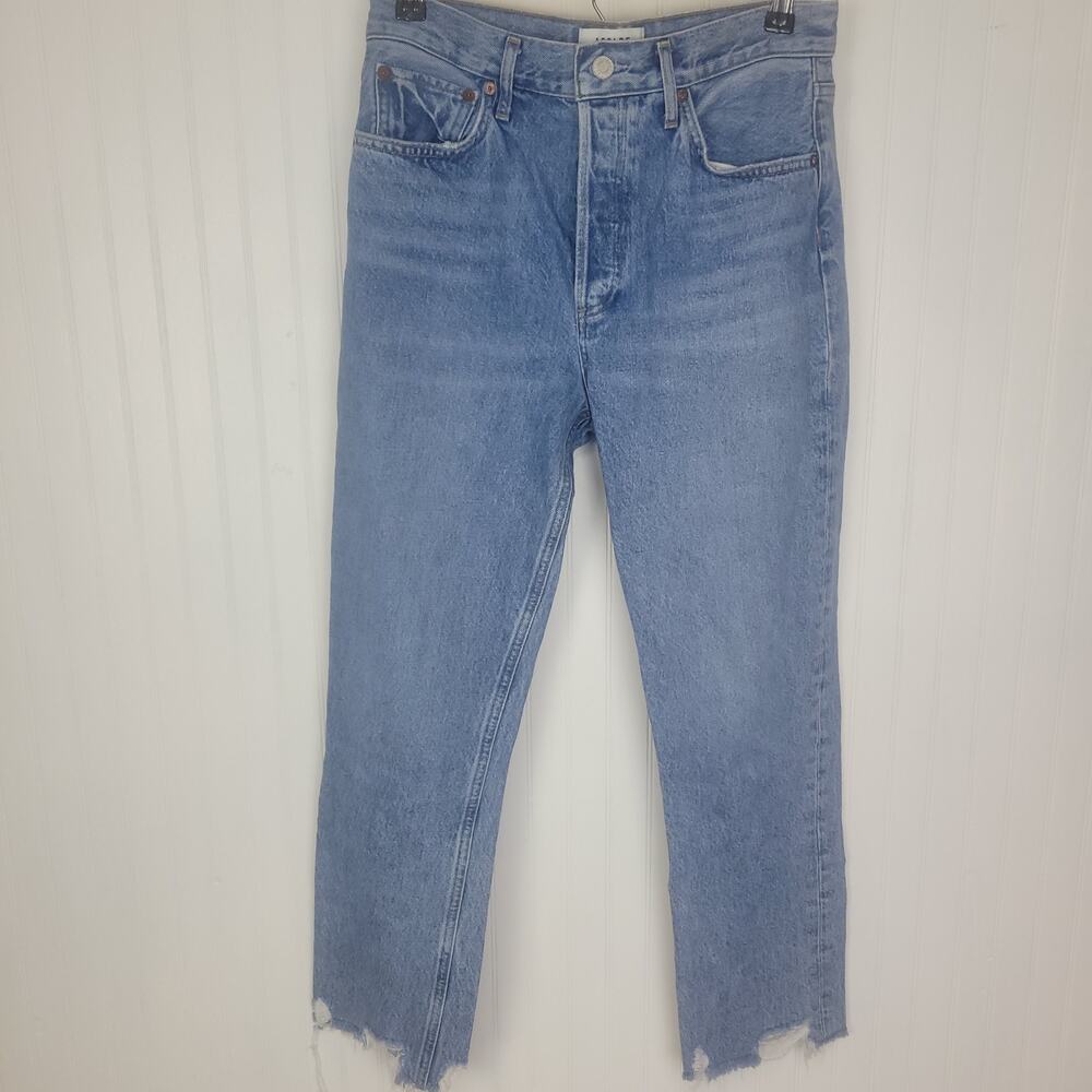 Agolde Riley High Rise Straight Cop Raw Hem Jeans Size 27